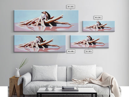 Naturspiegelung, surreale Landschaft, verträumtes Wasser, moderner Leinwanddruck, Wandbild fürs Wohnzimmer, minimalistische Kunst, sanfte Farbästhetik