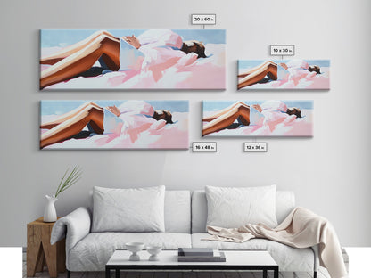 Relaxing On Beach, Summer Vibes, Serene Escape, Coastal Canvas Print, Bedroom Wall Art, Minimalist Decor, Pastel Beach Aesthetic