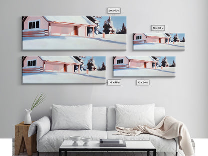 Snow Cabin, Winter Scene, Cozy Christmas Art, Framed Canvas Print, Rustic Home Decor, Holiday Wall Art, Winter Art, Mountain Retreat