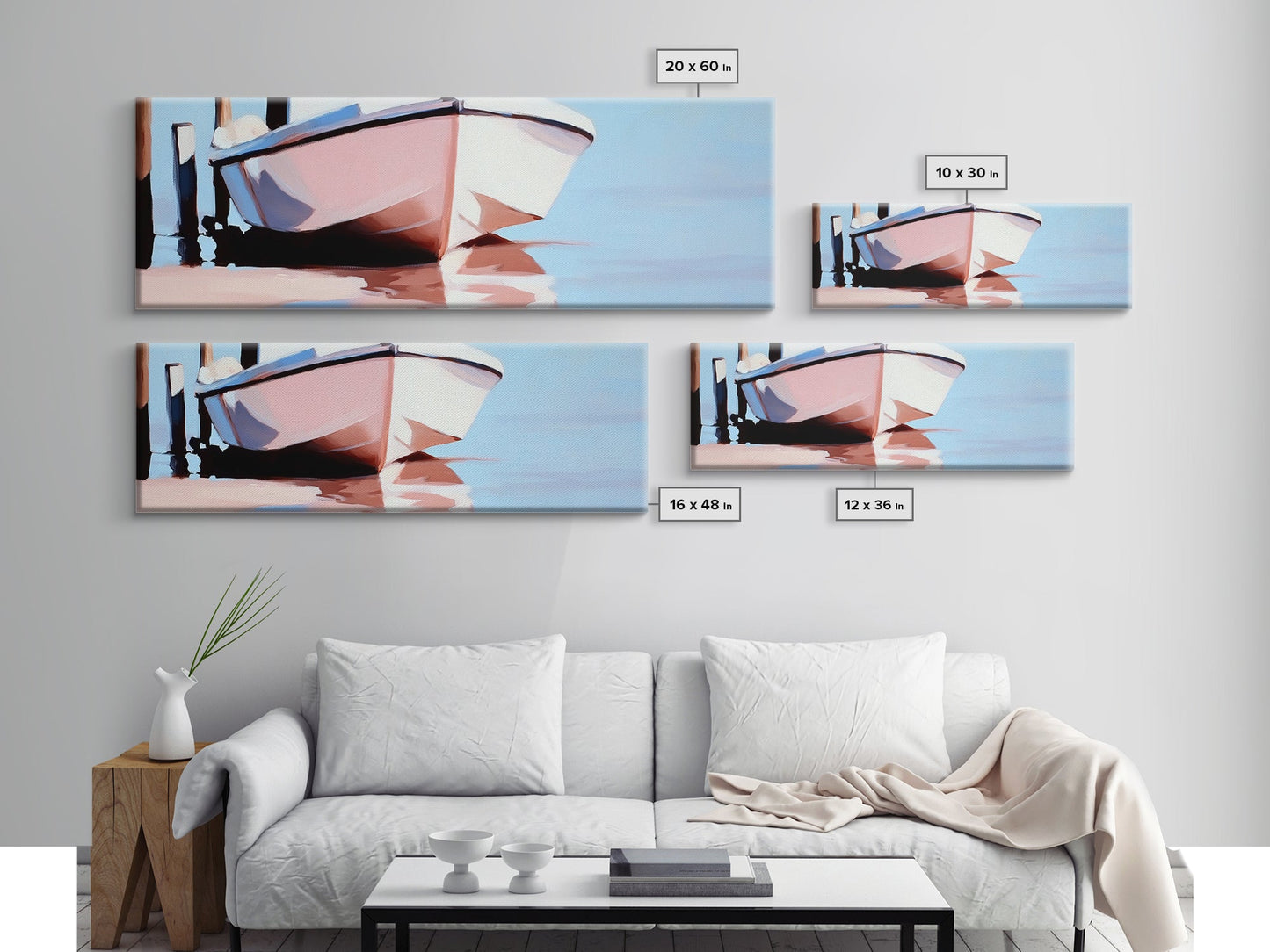 Ankerboot, maritimer Charme, maritime Kunst, gerahmter Leinwanddruck, Küstenwohnzimmerdekoration, Wandkunst für Strandhäuser, Meeresgemälde