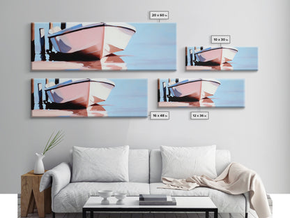 Ankerboot, maritimer Charme, maritime Kunst, gerahmter Leinwanddruck, Küstenwohnzimmerdekoration, Wandkunst für Strandhäuser, Meeresgemälde