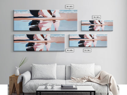 Sunset Reflection, Beach Art, Ocean Painting, Framed Canvas Print, Coastal Wall Art, Living Room Decor, Modern Minimalist Home Style