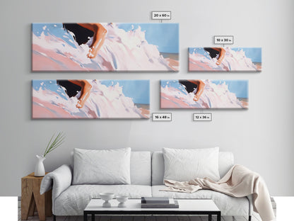 Abstract Ocean Waves, Coastal Wall Art, Beach Aesthetic, Pastel Seascape, Large Canvas Print, Minimalist Art, Living Room Decor