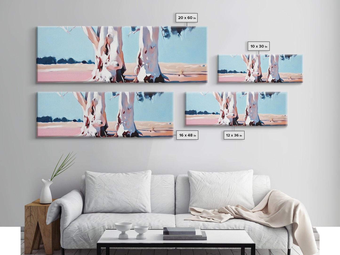 Desert Trees, Minimalist Landscape, Rustic Home Decor, Framed Canvas Print, Living Room Wall Art, Boho Aesthetic, Neutral Nature Art