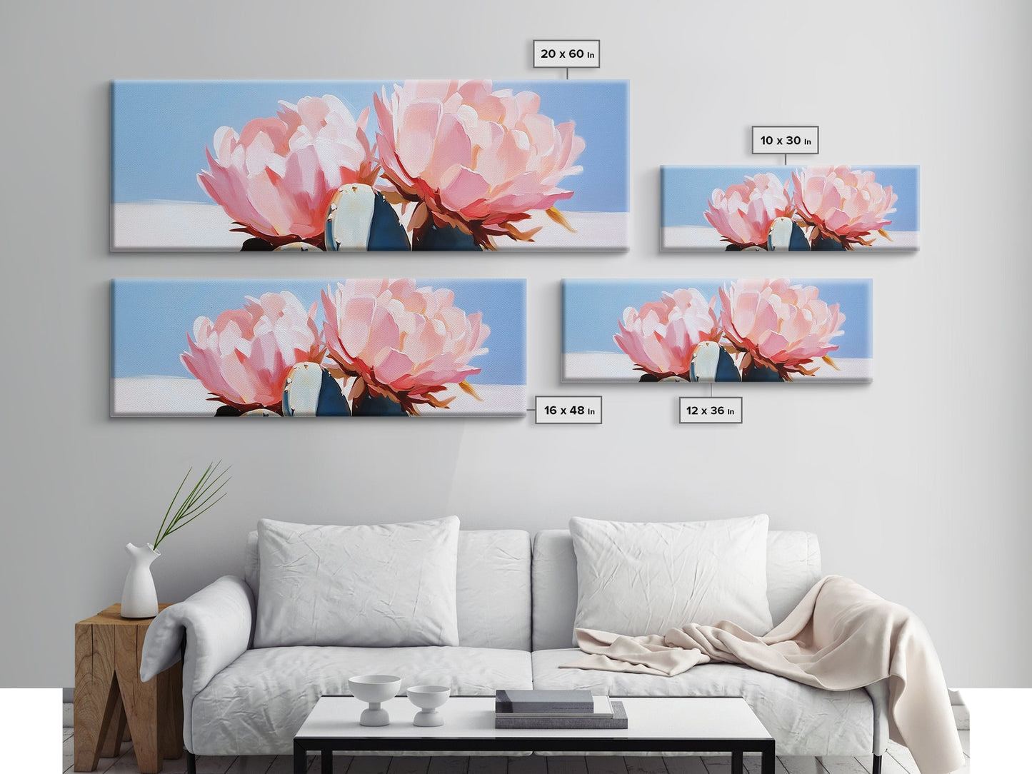 Cactus Blooms, Southwest Wall Art, Boho Home Decor, Canvas Print, Nature Inspired Art, Desert Flowers, Pink Floral Aesthetic