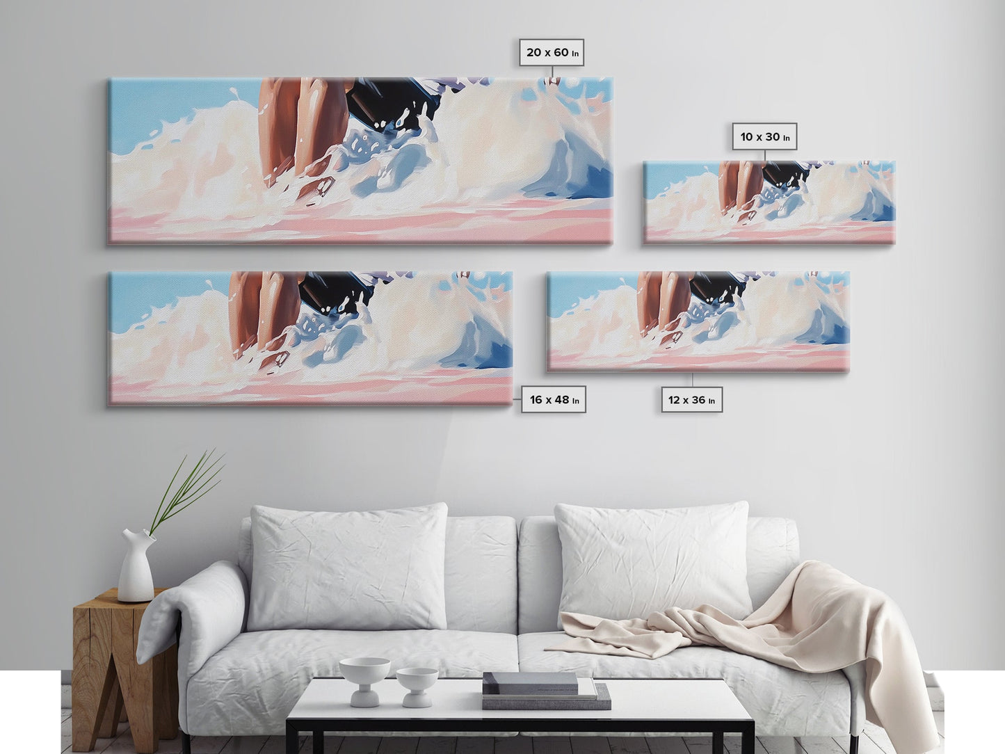 Ocean Waves, Coastal Art, Beach Vibes, Living Room Wall Art, Modern Seascape, Minimalist Art, Framed Canvas Print, Nautical Decor