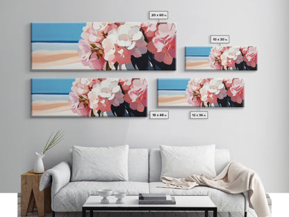 Hydrangea Blooms, Coastal Flowers, Nature Wall Art, Living Room Decor, Summer Aesthetic, Impressionist Style, Framed Canvas Print