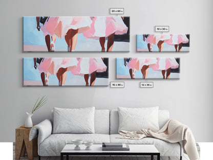 Pink Dresses, Ballet Art, Modern Feminine Decor, Canvas Print, Elegant Wall Art, Chic Minimalist Art, Aesthetic Bedroom Wall Art