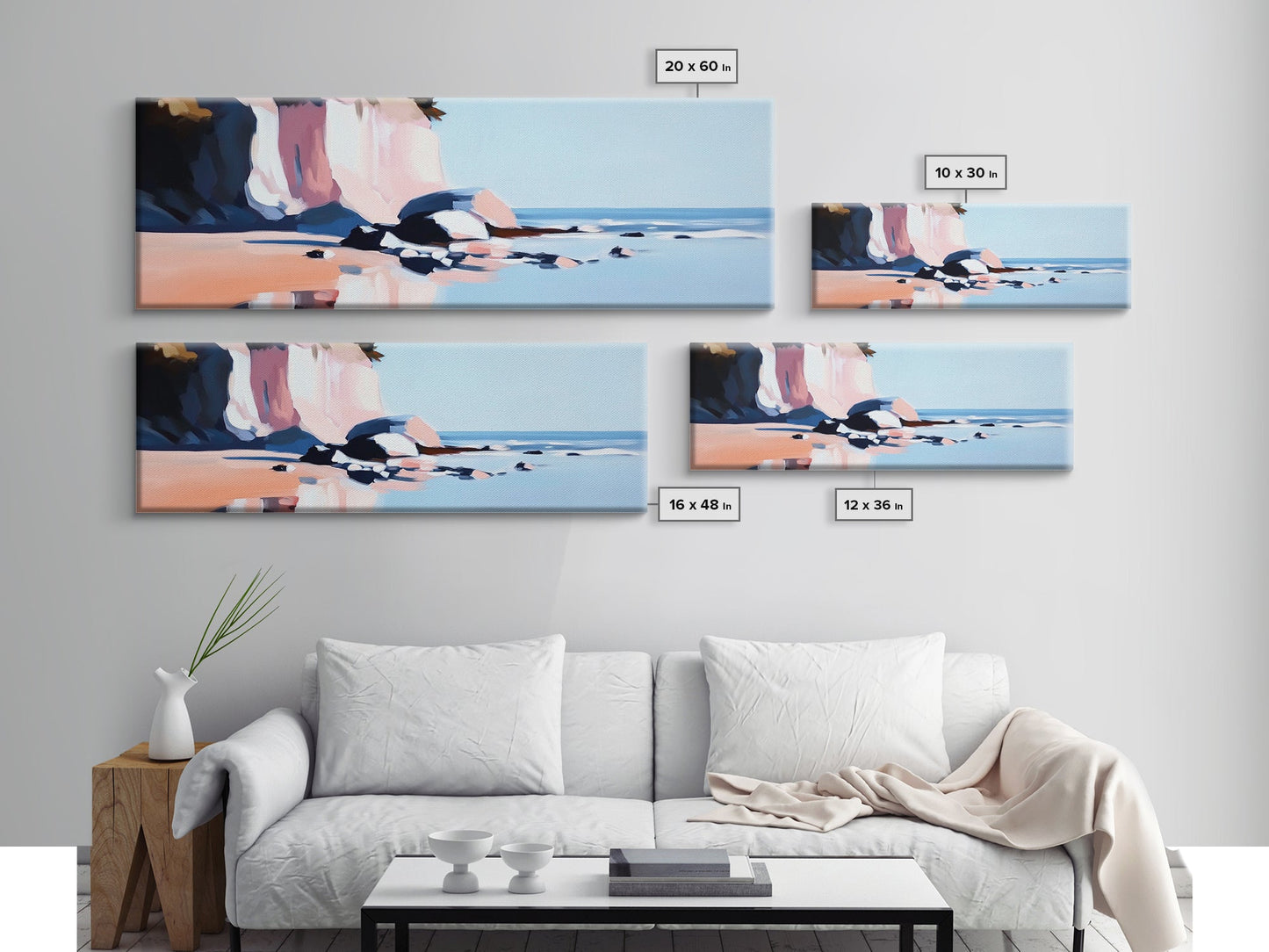 Seascape, Cliffside Waves, Coastal Art, Ocean Landscape, Canvas Print, Nautical Decor, Living Room Art, Boho Wall Art, Beach House Style