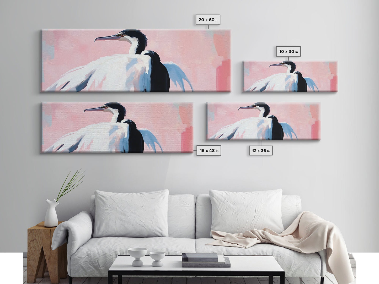 Graceful Heron, Coastal Bird Art, Minimalist Nature Decor, Canvas Print, Serene Wildlife, Living Room Wall Art, Boho Beach House