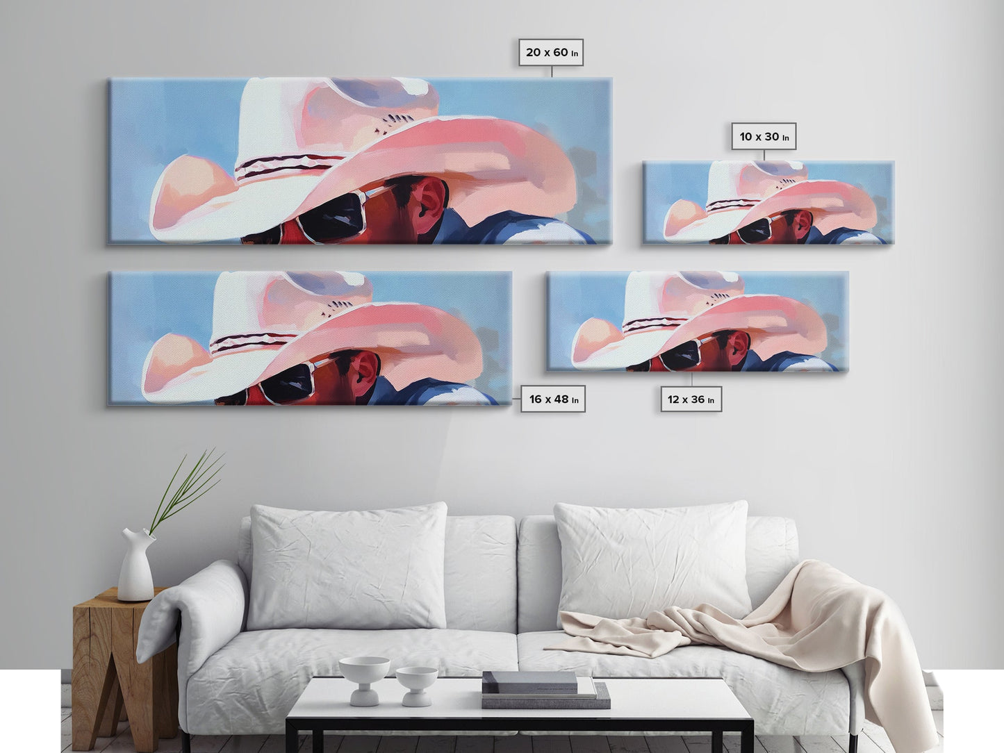 Cowboy Portrait, Western Aesthetic, Rustic Country Art, Canvas Print, Southern Style, Vintage Americana, Man Cave Wall Art