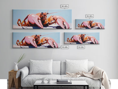 Lobster Illustration, Nautical Kitchen Art, Coastal Seafood Decor, Canvas Print, Rustic Beach House, Maritime Aesthetic, Dining Wall Art