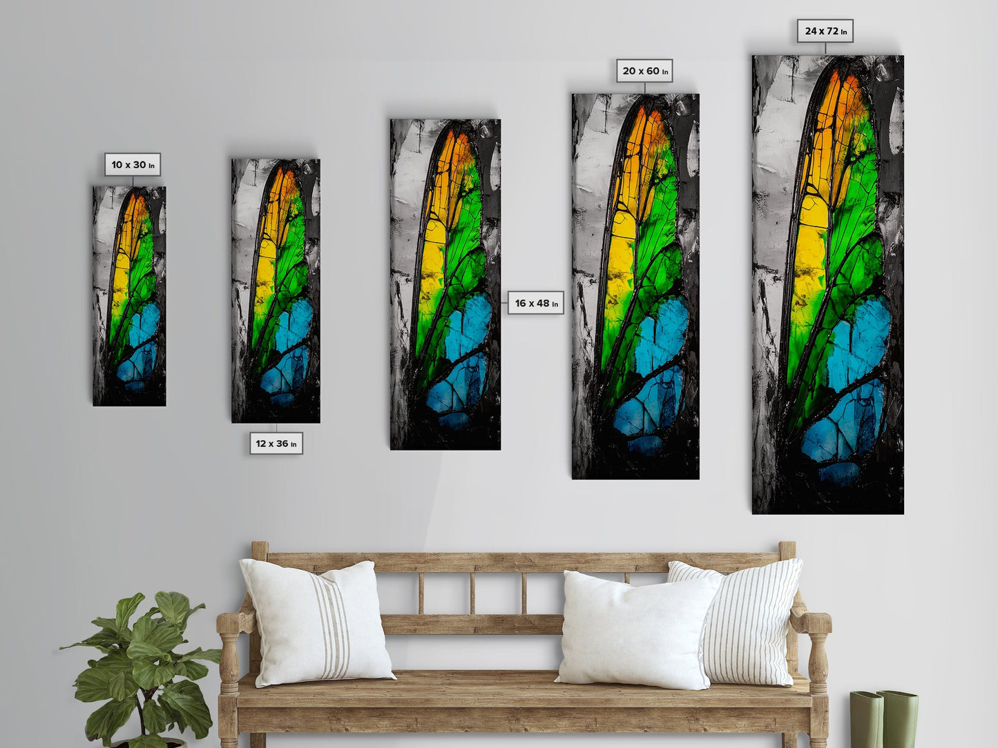 Butterfly Wing, Nature Inspired Art, Boho Home Decor, Canvas Print, Modern Insect Painting, Vibrant Wall Art, Bedroom Artwork
