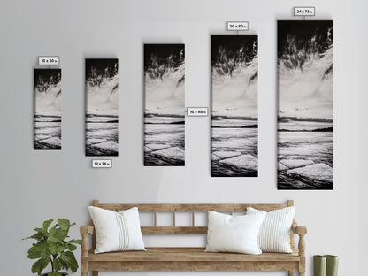 Monochrome Seascape, Minimalist Ocean Art, Black White Canvas Print, Coastal Home Decor, Large Wall Art, Beach Painting, Modern Artwork