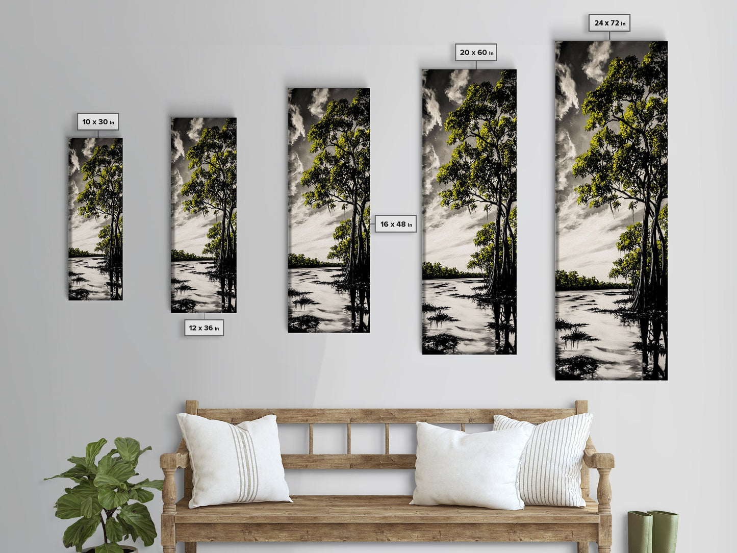 Swamp Trees, Black and White Landscape, Nature Wall Art, Rustic Home Decor, Framed Canvas Print, Large Wall Art, Office Art, Neutral Decor
