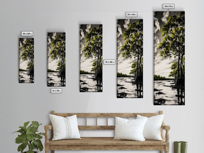 Swamp Trees, Black and White Landscape, Nature Wall Art, Rustic Home Decor, Framed Canvas Print, Large Wall Art, Office Art, Neutral Decor