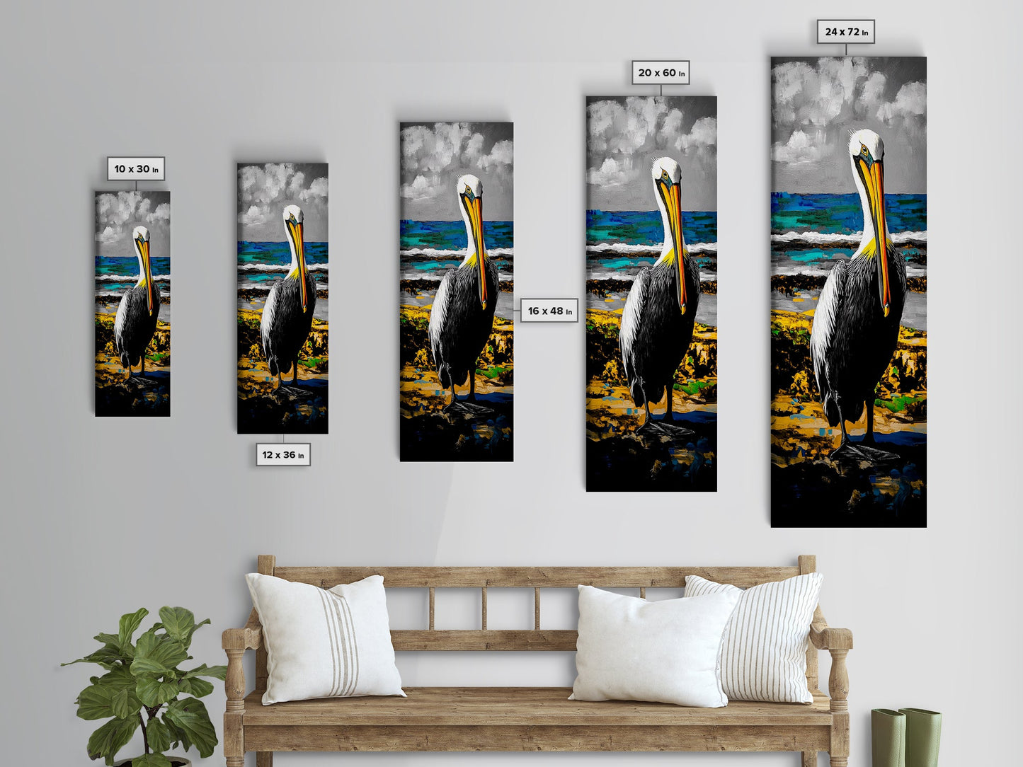 Pelican, Coastal Wall Art, Beach House Decor, Nautical Art, Ocean Animal Print, Wildlife Art, Tropical Home, Canvas Print