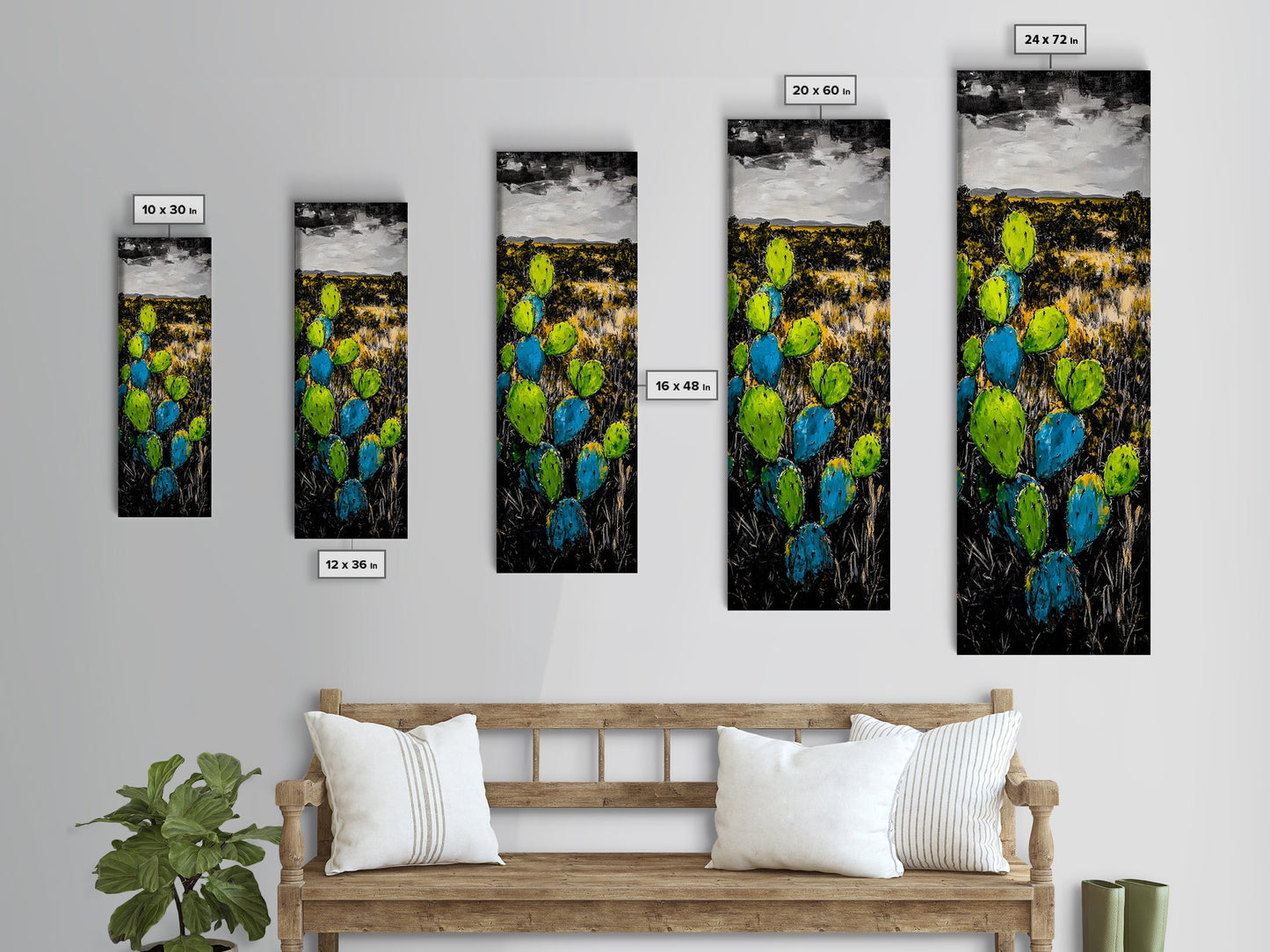 Cactus Art, Desert Landscape, Southwestern Decor, Bold Colors, Framed Canvas Print, Boho Wall Art, Nature Inspired, Vibrant Earthy Art