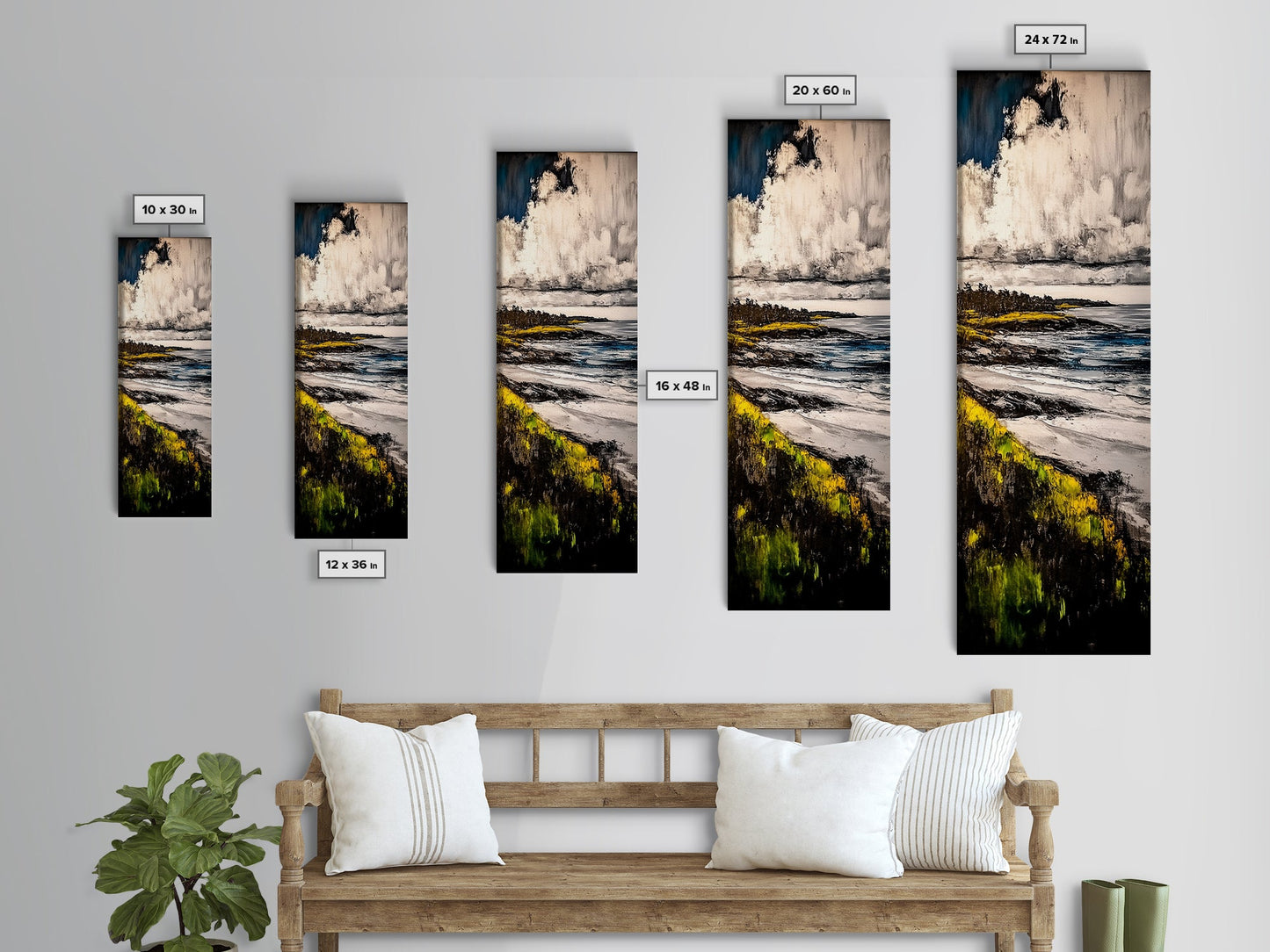 Coastal Landscape, Golden Grass, Cliffside View, Framed Canvas Print, Nature Wall Art, Ocean Inspired Decor, Rustic Home Art