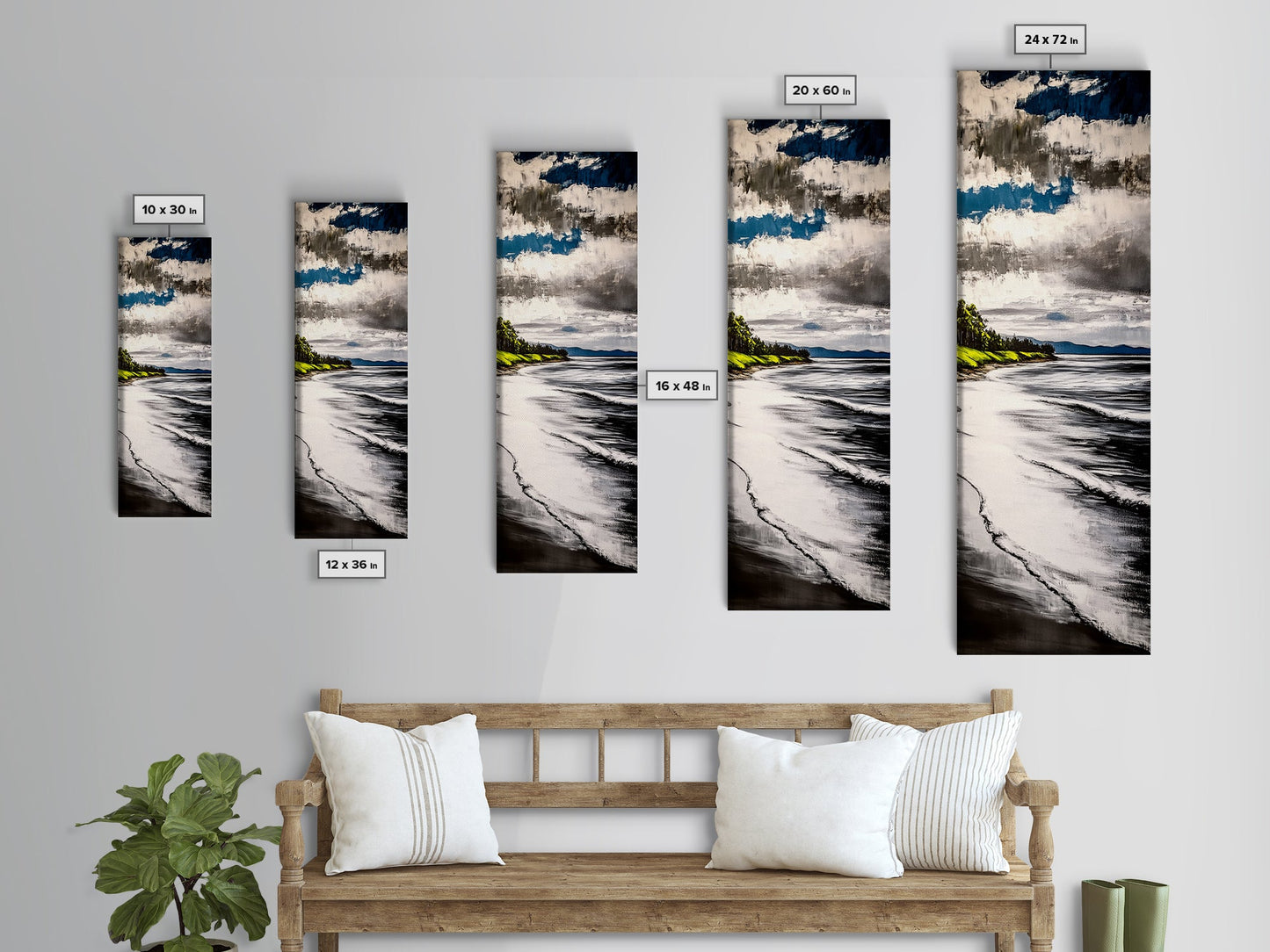 Coastal Shoreline, Blue and Green Art, Beach Wall Art, Ocean Canvas Print, Nautical Home Decor, Large Wall Art, Modern Living Room Art