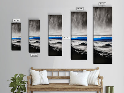 Stormy Waves, Dramatic Seascape, Black and White Art, Framed Canvas Print, Coastal Wall Art, Nautical Home Decor, Minimalist Seascape