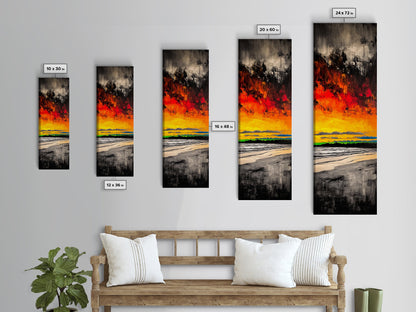 Fire Sky, Dramatic Sunset, Abstract Seascape, Framed Canvas Print, Bold Wall Art, Vibrant Home Decor, Statement Piece