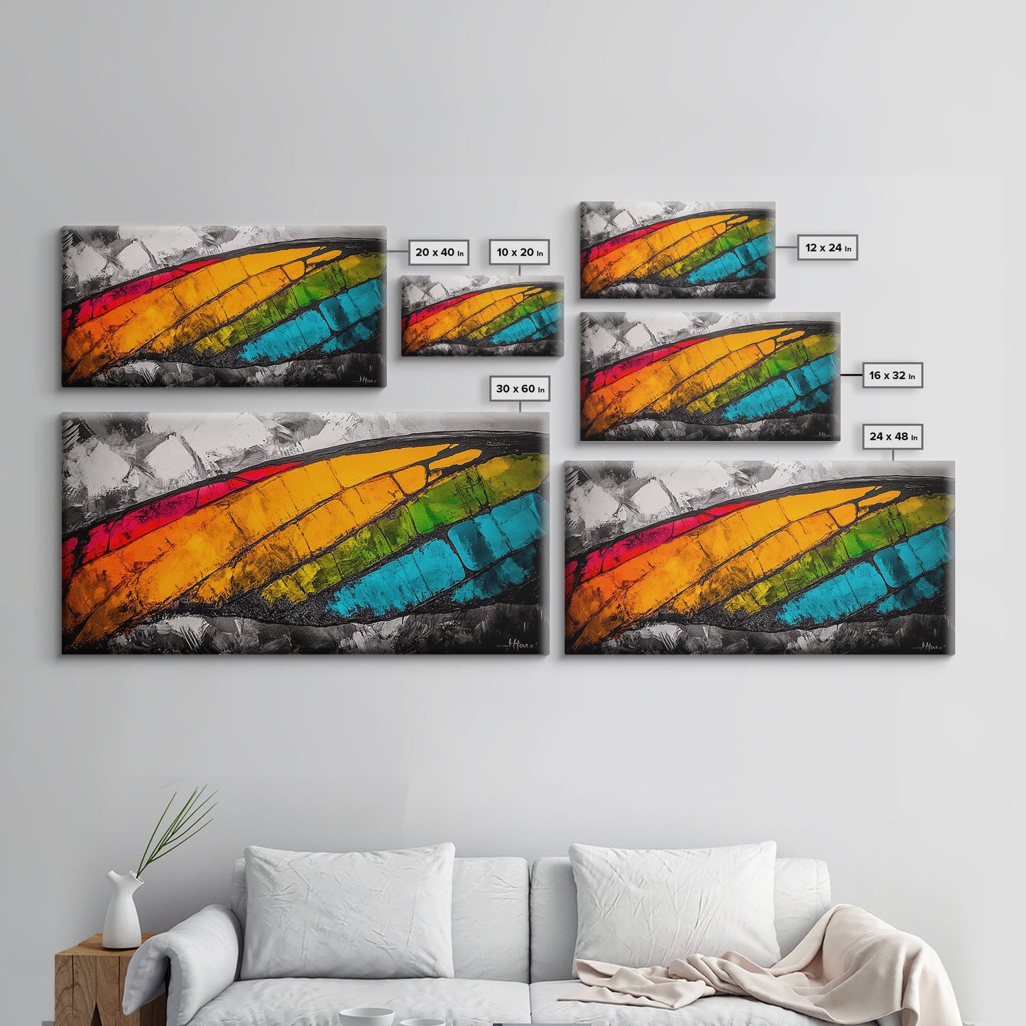 Butterfly Wing, Vibrant Abstract, Colorful Texture, Modern Wall Art, Nature Inspired, Framed Canvas Print, Office Decor, Bold Statement Art