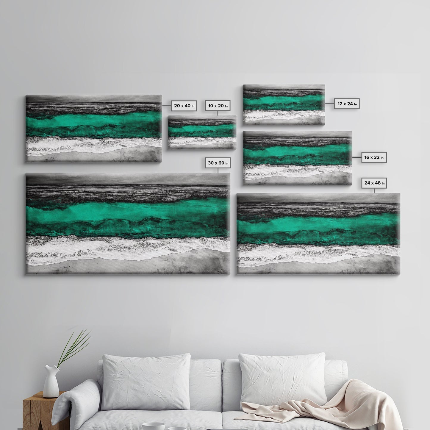 Abstract Ocean, Beach Wall Art, Coastal Decor, Seascape Painting, Modern Home Art, Nautical Decor, Framed Canvas Print, Large Wall Art