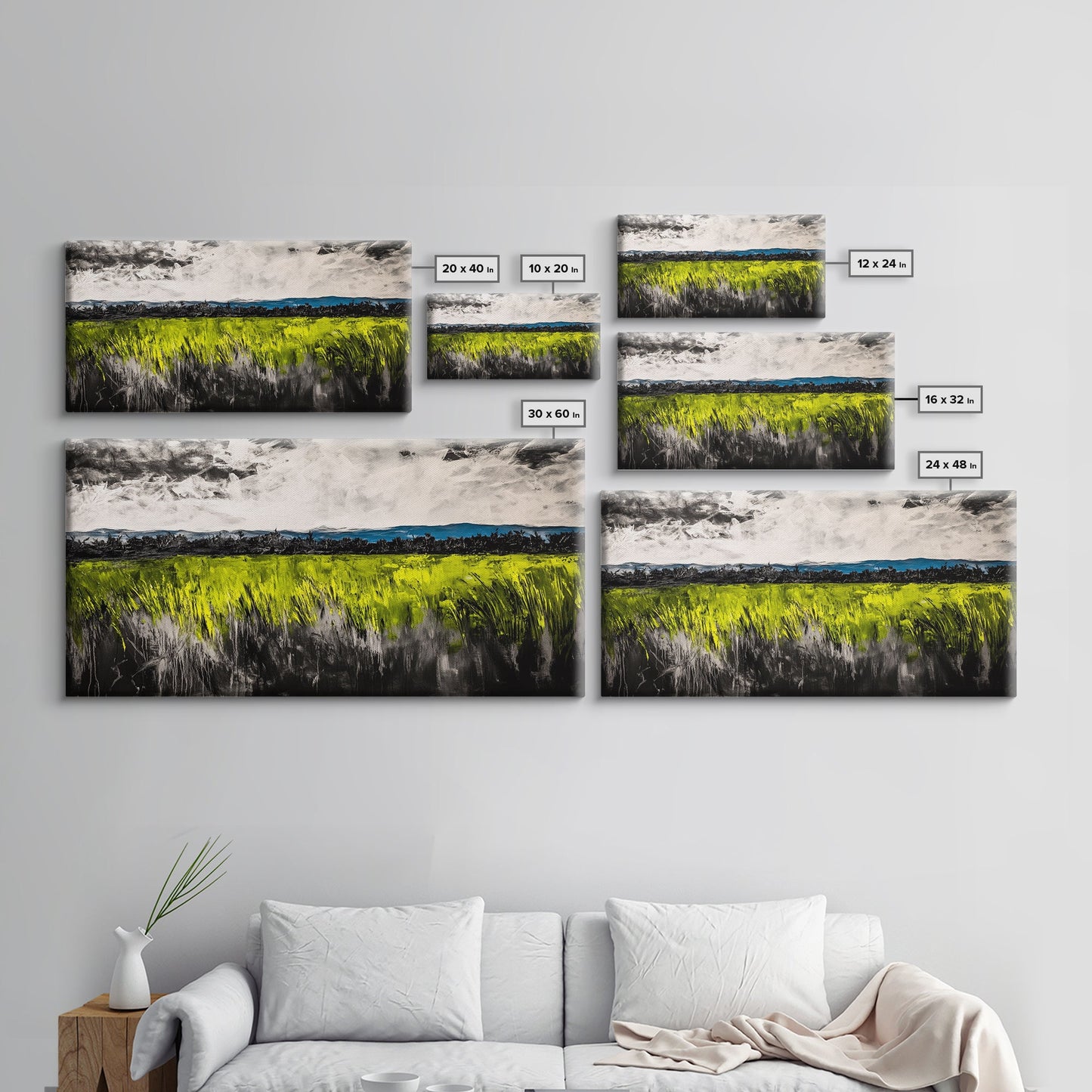 Green Field, Landscape Canvas Print, Nature Wall Art, Minimalist Artwork, Outdoor Scene, Farmhouse Decor, Living Room Wall Art