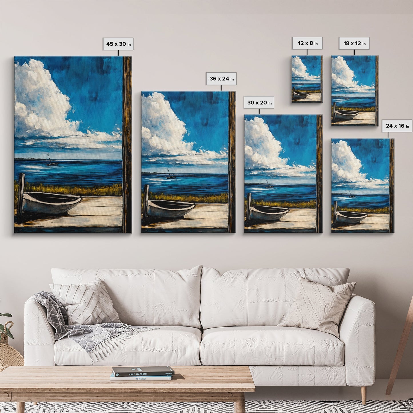 Seaside Serenity, Wooden Dock, Tranquil View, Framed Canvas Print, Ocean Wall Art, Coastal Living, Beach House Decor, Nautical Aesthetic