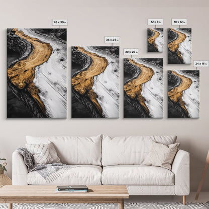 Driftwood, Rustic Nature Art, Framed Canvas Print, Black and White Photography, Earthy Tones, Beach House Decor, Minimalist Home Art