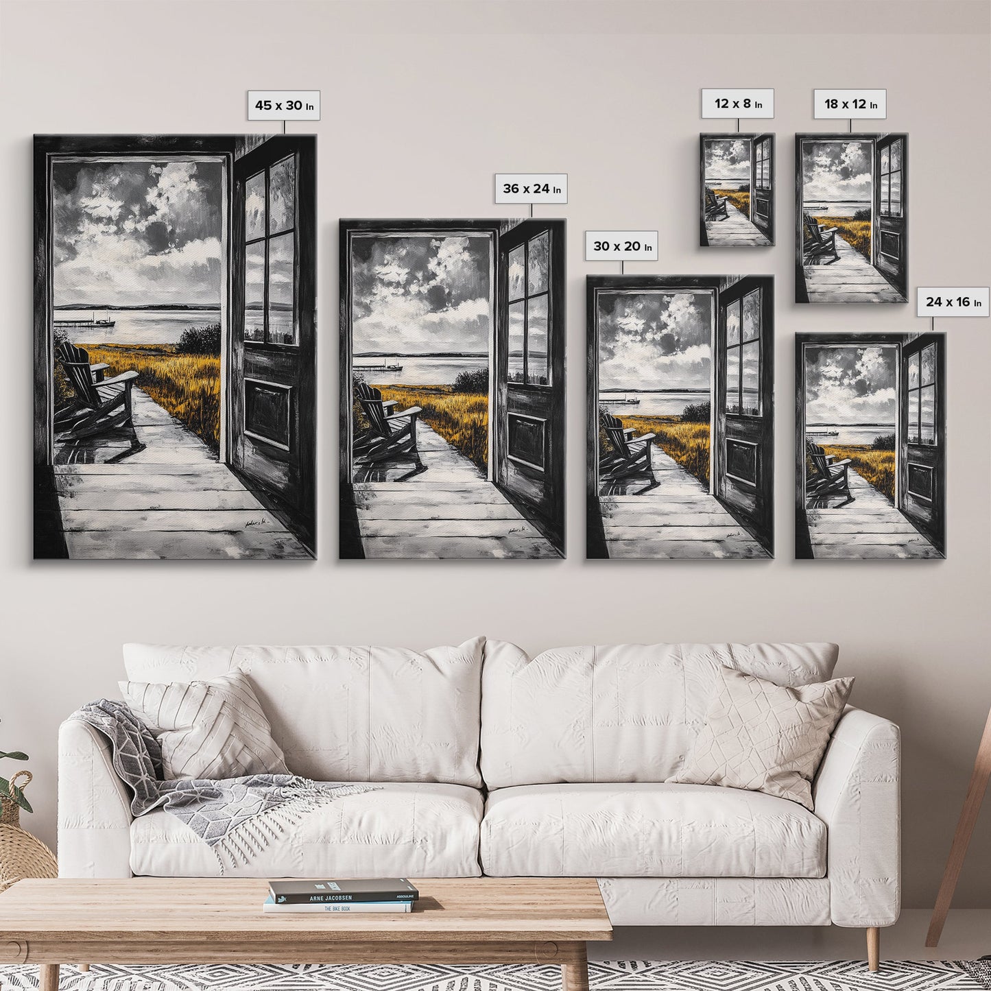 Porch View, Relaxing Landscape, Rustic Home Art, Lake House Decor, Cabin Wall Art, Nature Lover Gift, Canvas Print, Cozy Atmosphere