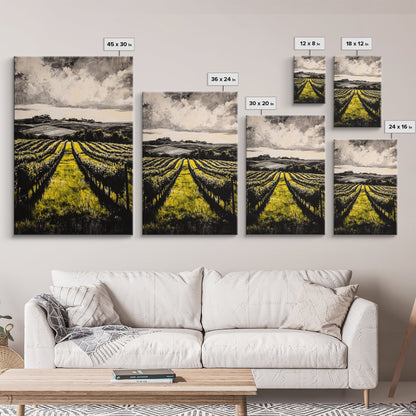 Vineyard Path, Rolling Hills, Rustic Landscape, Canvas Print, Country Farmhouse Art, Kitchen Wall Decor, Wine Lover Gift, Fall Vibes