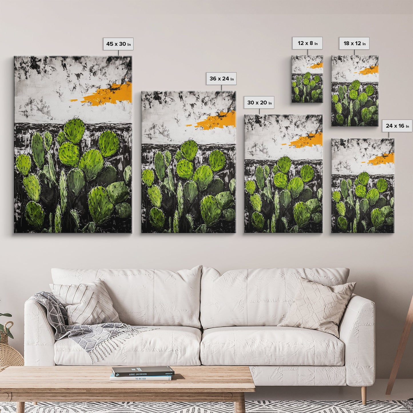 Cactus Art, Desert Scene, Framed Canvas Print, Southwest Wall Art, Boho Home Decor, Minimalist Nature Art, Living Room Statement Piece