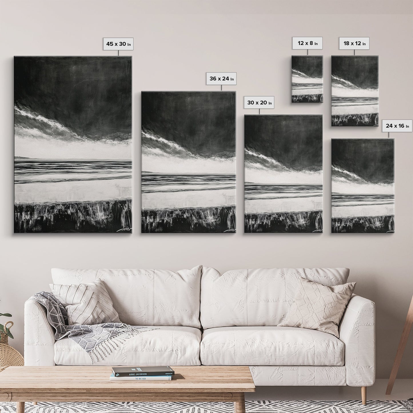 Dark Sky, Ocean Storm, Dramatic Seascape, Canvas Print, Moody Wall Art, Modern Coastal Decor, Nautical Painting, Living Room Art