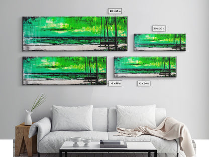 Green Serenity, Abstract Landscape, Canvas Print, Dreamy Wall Art, Vibrant Home Decor, Modern Bedroom Art, Minimalist Painting