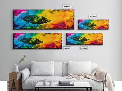 Abstract Leaf, Bold Colorful Art, Vibrant Wall Art, Canvas Print, Nature Inspired Decor, Modern Office Art, Eye-Catching Design