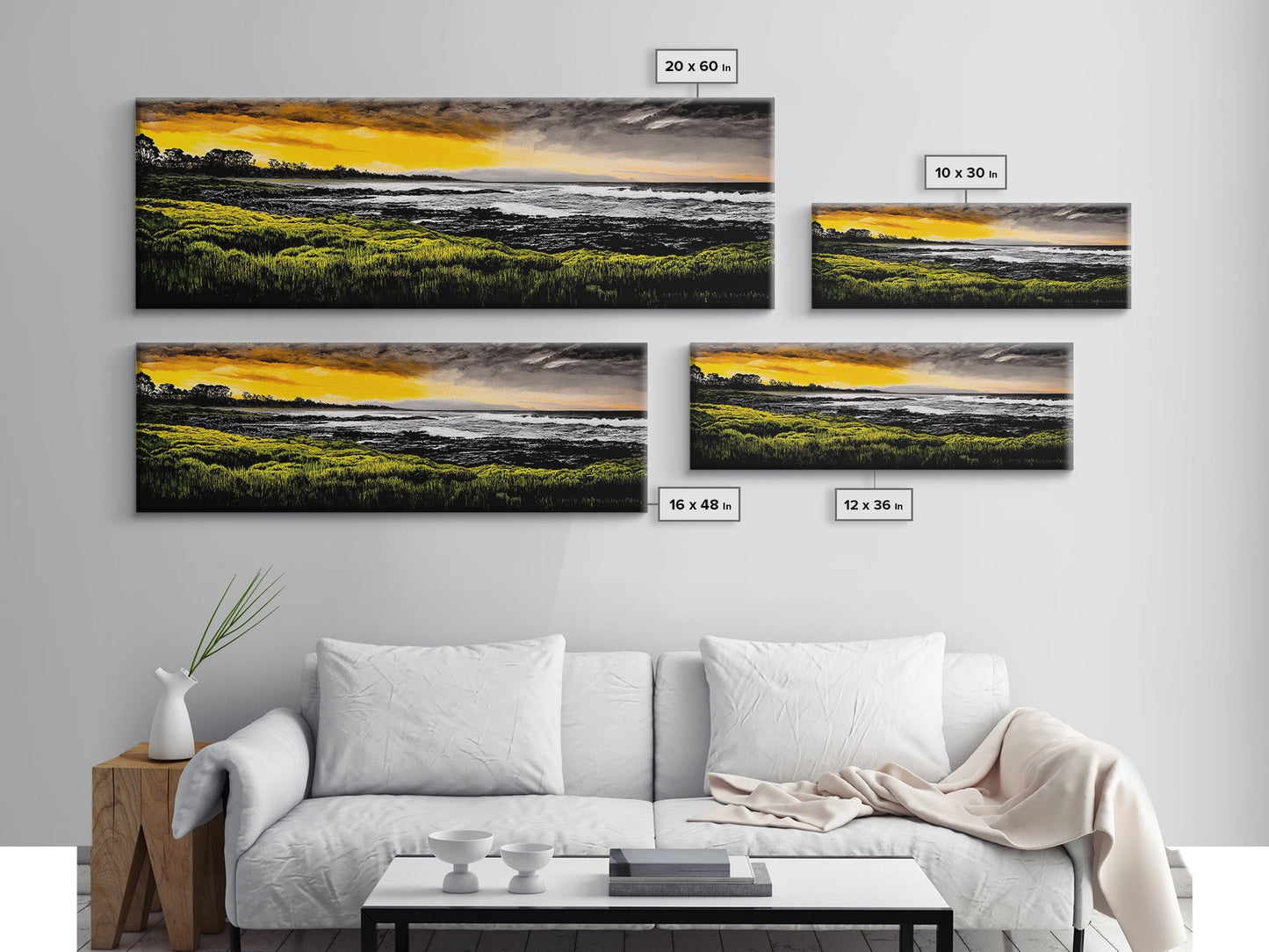 Sunset Coast, Ocean Wall Art, Seascape Print, Framed Canvas Print, Coastal Decor, Modern Art, Beach House, Nature Wall Art