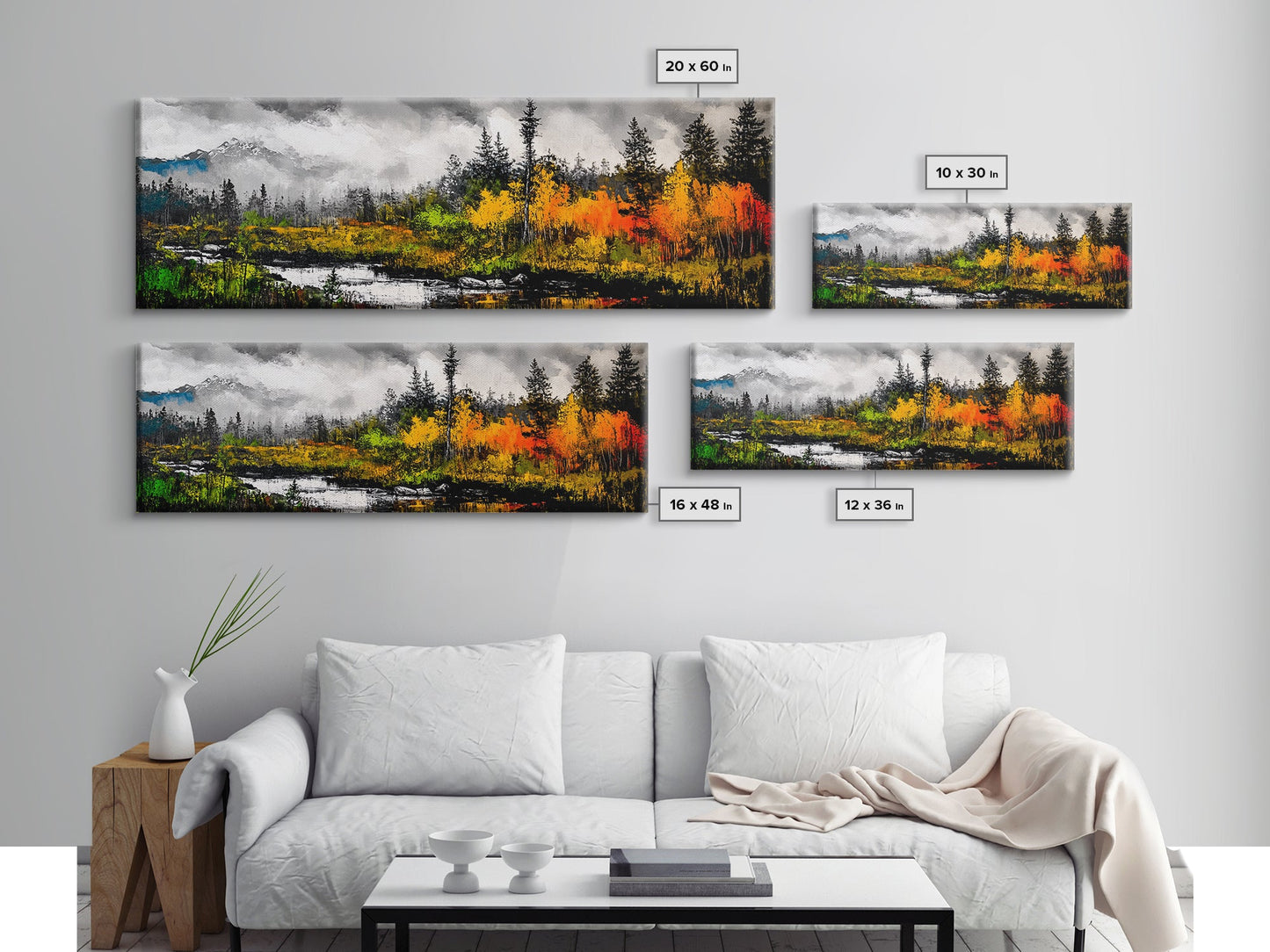 Misty Forest, River Reflection, Fall Foliage, Canvas Print, Cabin Wall Art, Nature Inspired Decor, Rustic Living Room Art