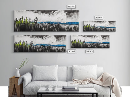 Dark Seascape, Moody Ocean, Coastal Wall Art, Framed Canvas Print, Nautical Decor, Modern Black and White, Ocean Horizon, Stormy Sky