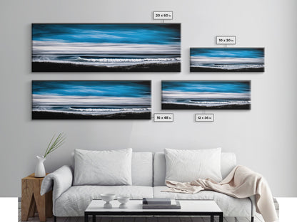 Ocean Wave, Coastal Seascape, Framed Canvas Print, Nautical Wall Art, Beach House Decor, Blue Wave Painting, Living Room Artwork, Minimalist Art