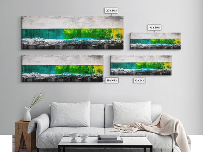 Abstract Water, Minimalist Ocean Art, Contemporary Coastal Decor, Serene Blue Green Painting, Canvas Print, Office Wall Art