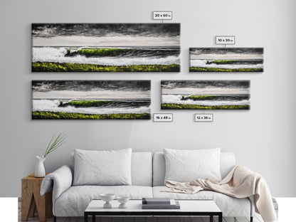 Ocean Wave, Coastal Wall Art, Black and White Print, Framed Canvas Print, Nautical Decor, Surf Art, Modern Home Decor