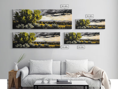 Desert Sunset, Cactus Landscape, Southwest Art, Nature Wall Decor, Framed Canvas Print, Earthy Home Decor, Rustic Western Art, Moody Wall Decor