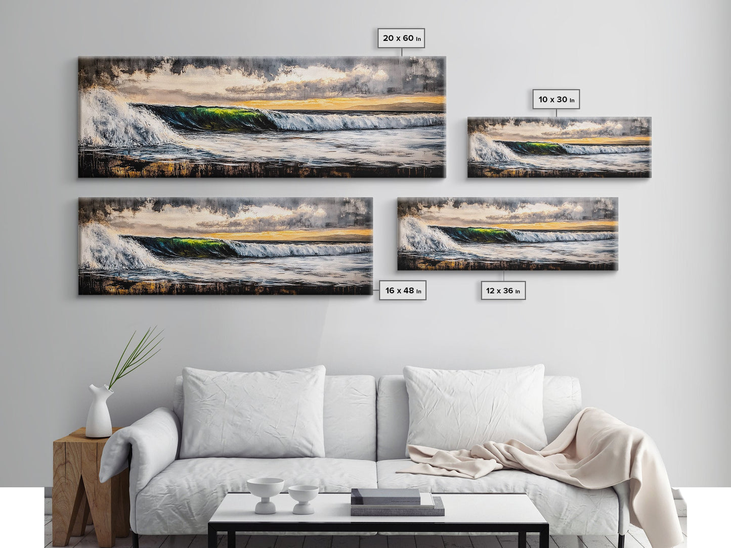 Sunset Ocean Wave, Dramatic Seascape Art, Coastal Home Decor, Bold Nature Painting, Tropical Wall Art, Beach House Canvas Print