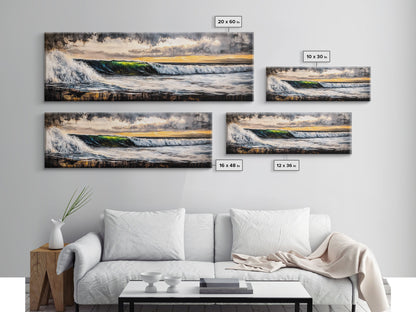 Sunset Ocean Wave, Dramatic Seascape Art, Coastal Home Decor, Bold Nature Painting, Tropical Wall Art, Beach House Canvas Print