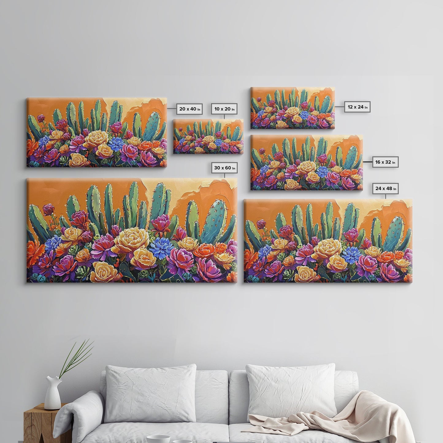 Cactus Flower, Bloom, Garden, Framed Canvas Print desert botanical artwork Kitchen Wall Art boho floral art vibrant home accent