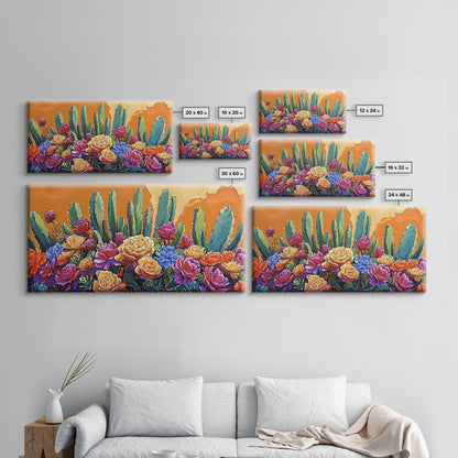 Cactus Flower, Bloom, Garden, Framed Canvas Print desert botanical artwork Kitchen Wall Art boho floral art vibrant home accent