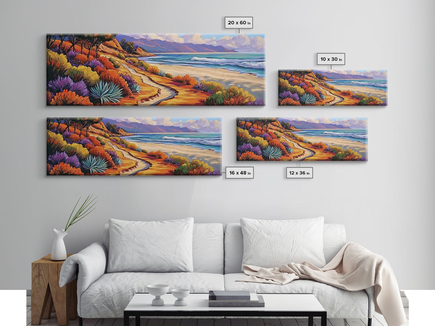 Ocean Pathway, Coastal Trail, Colorful Beach Art, Canvas Print, Seaside Landscape Wall Art, Hallway Decor, Impressionist Style Painting