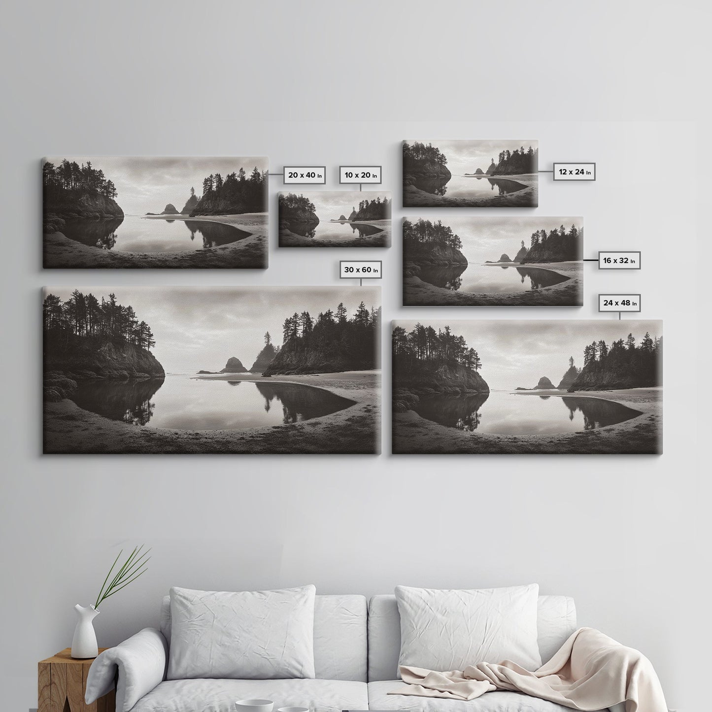 Tranquil Cove View, Forest Meets Ocean, Pacific Northwest Art, Canvas Print, Living Room Wall Art, Nature Photography, Calm Aesthetic